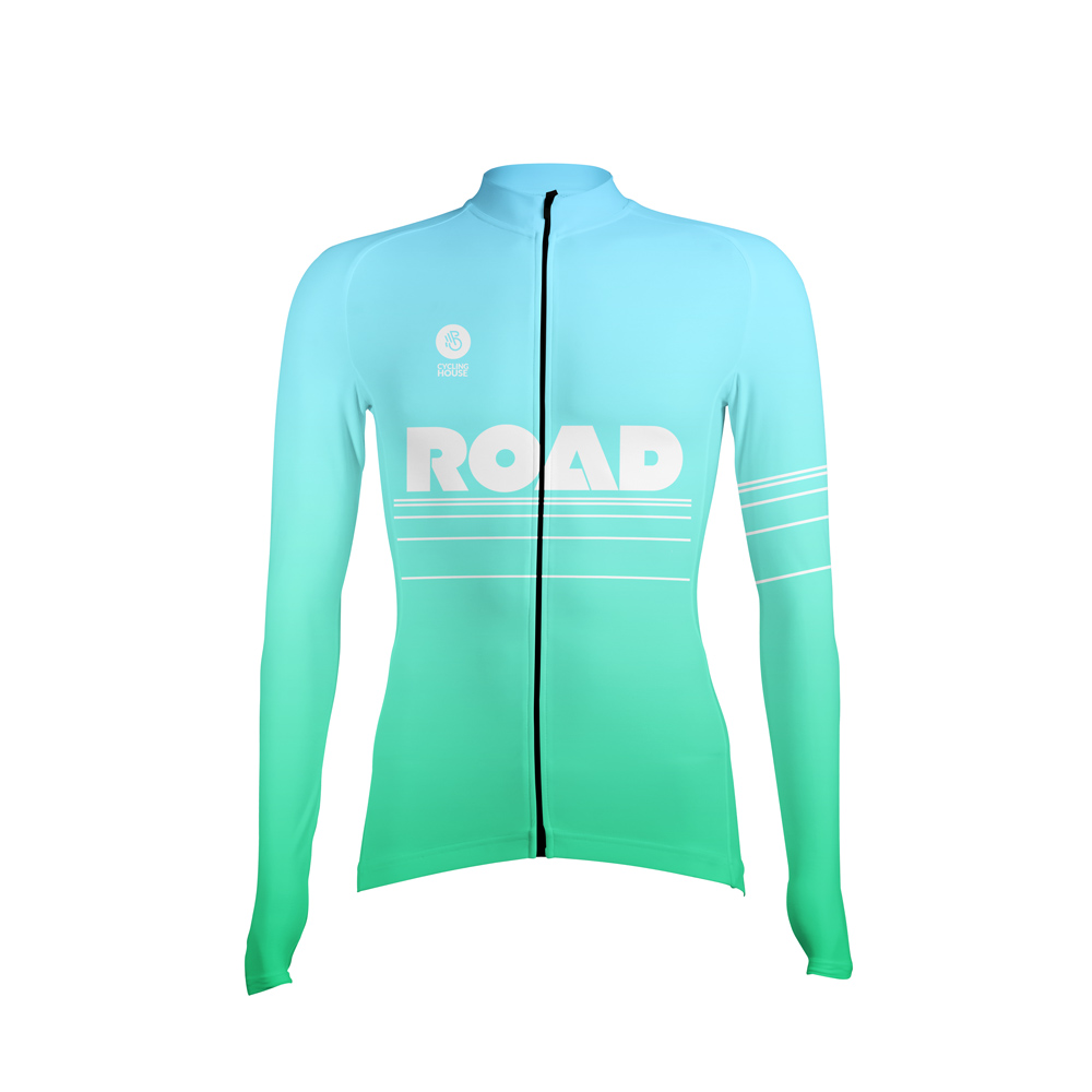 Cycling jersey with long sleeves ROAD BLUE